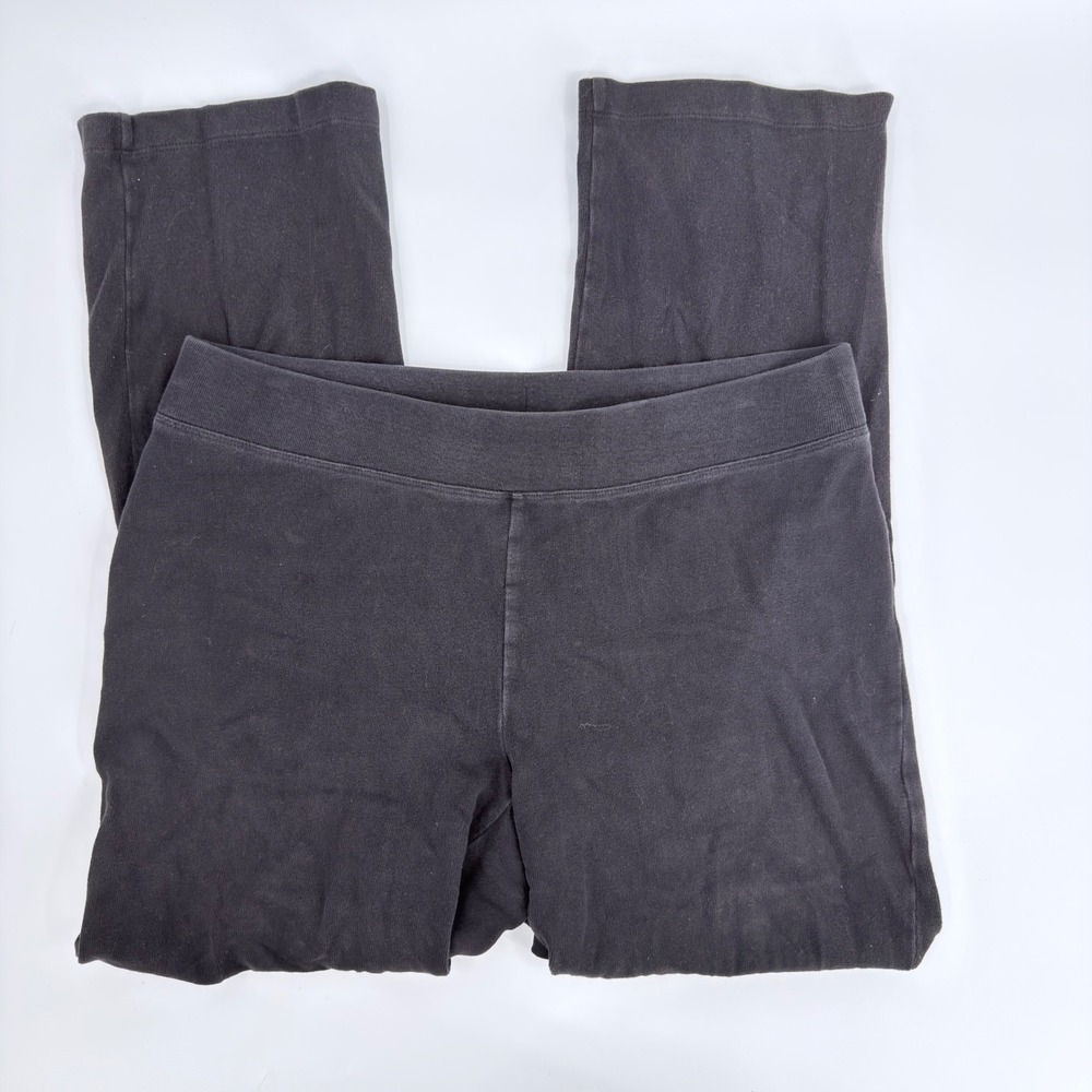 Eileen Fisher Crop Pants Relaxed Modern Womens Size PM Black Cotton Blend Knit
